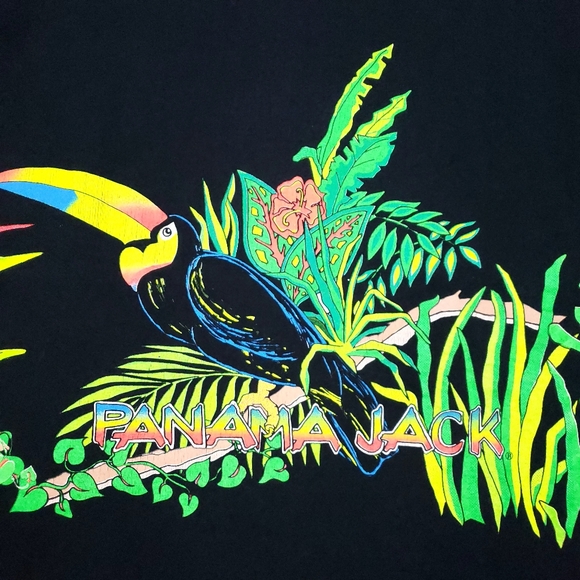 Vintage Natuee Panama Jack Wrap Around Rainforest Toucan Macaw Tropical T-shirt - Picture 5 of 15